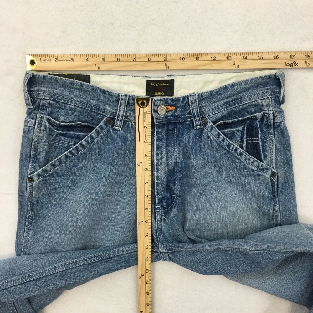 M. Gordon Jeans Mens Y2K 32x32 Light Wash Denim Carpenter Work Pants Straight